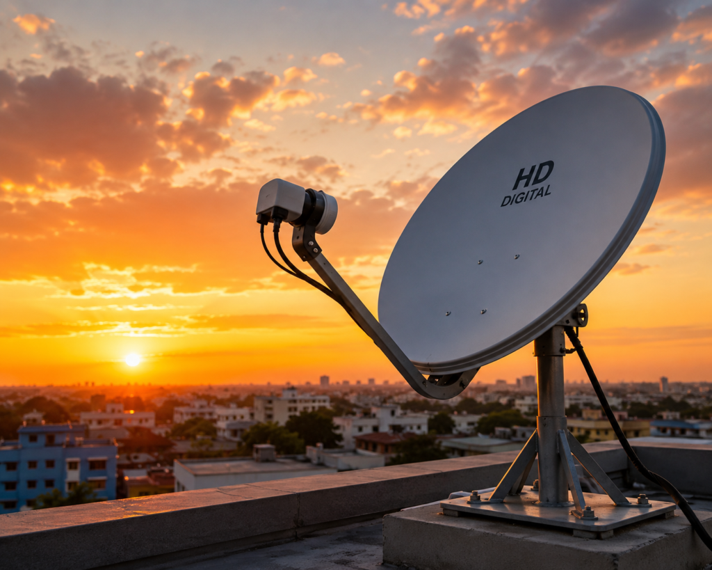 free satellite channels setup with rooftop satellite dish