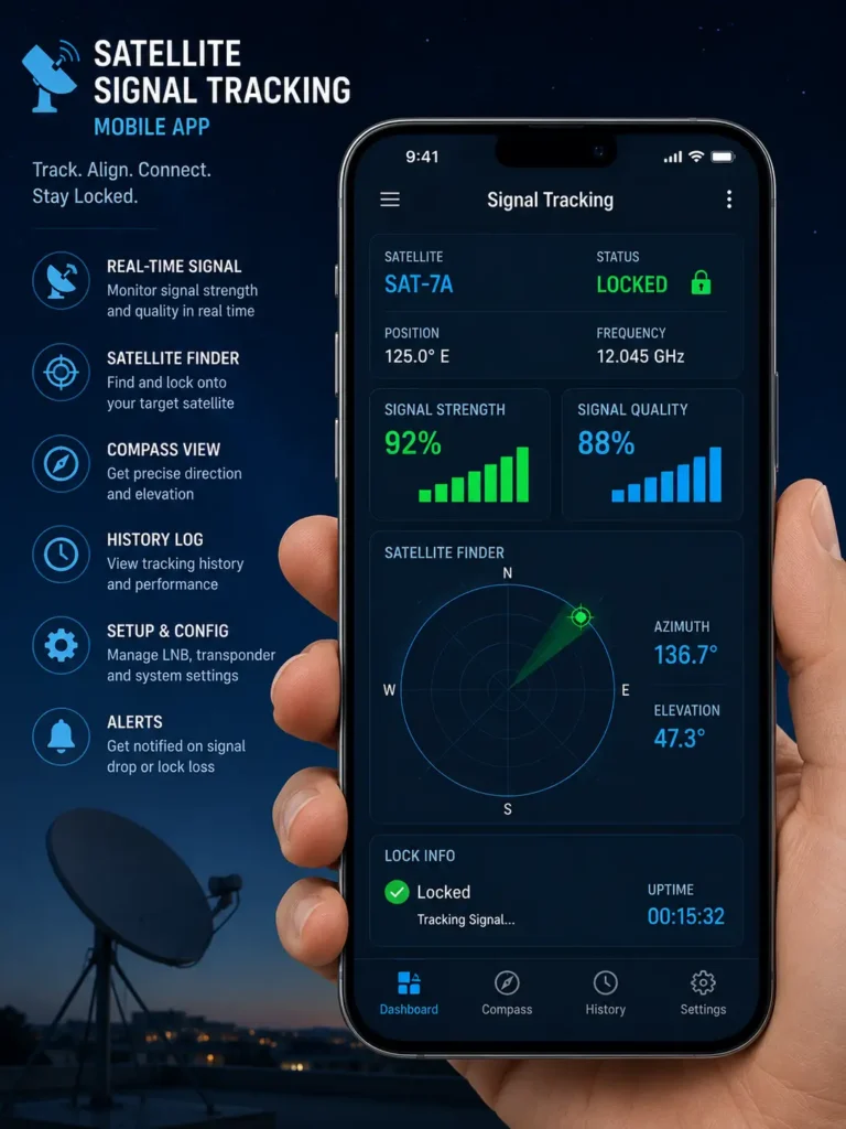 Mobile app for satellite signal tracking