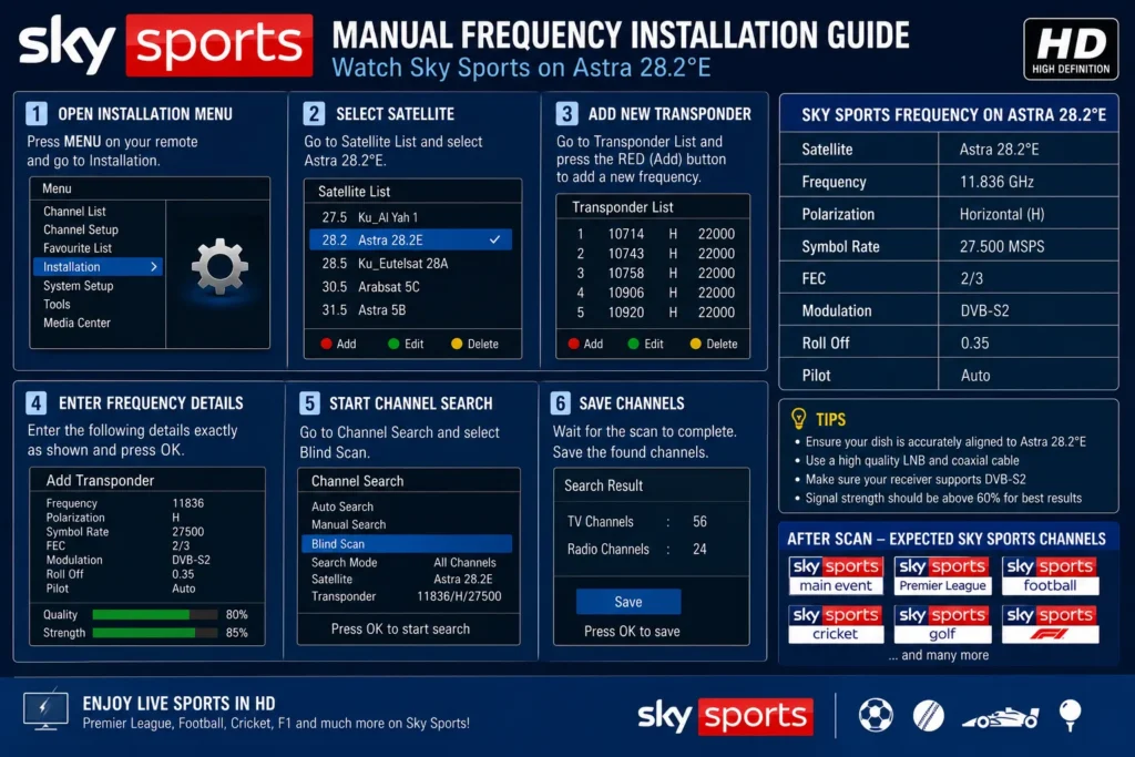 Manual Sky Sports frequency installation guide